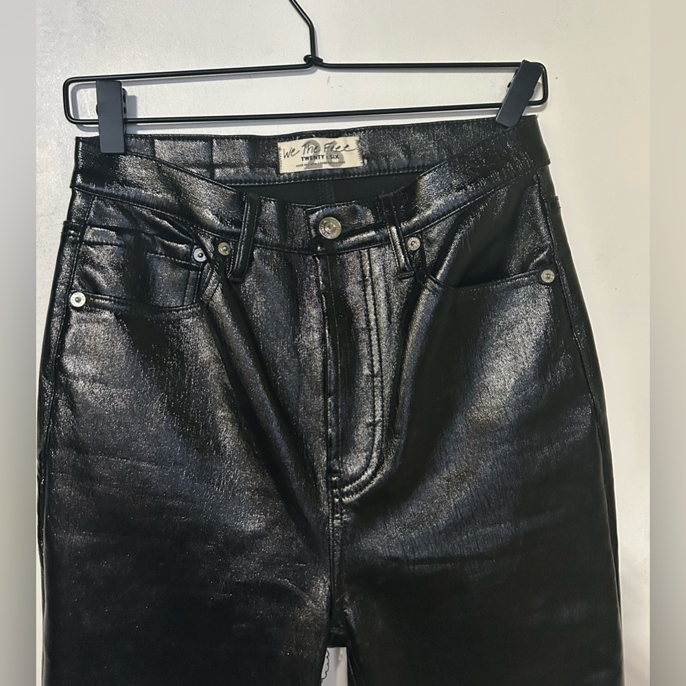 We the Free Phoenix Coated Skinny Jeans in Liquid Black SZ 25 - Picture 8 of 11